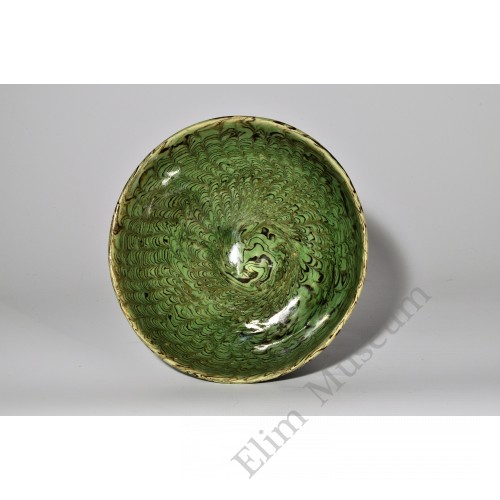 1779 A Tang Green Marble ( Jiaotai) Glazed Bowl         